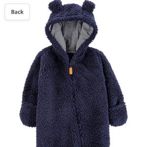 Carters baby boy parm blue Sherpa bear suit winter warm zip up bodysuit